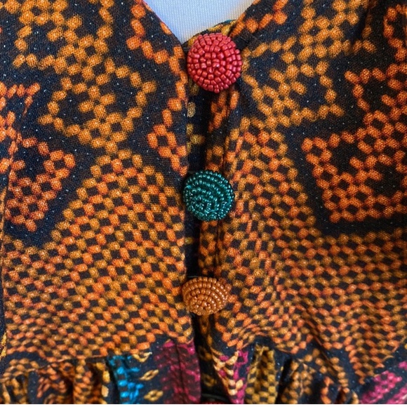 Farm Rio Yawanawa Stripes Ankle Maxi Bohemian Dress Size Large L - Picture 10 of 14